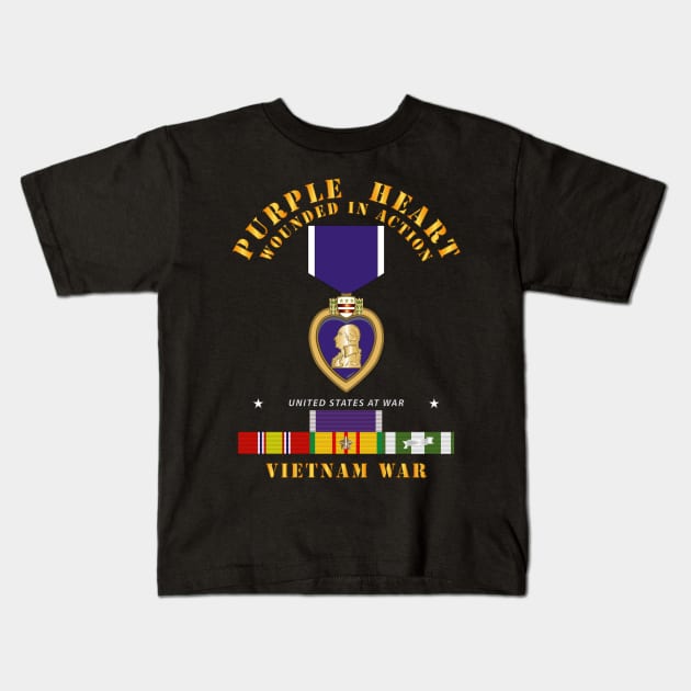 Purple Heart - WIA w VN SVC w Purple Heart Ribbon Kids T-Shirt by twix123844